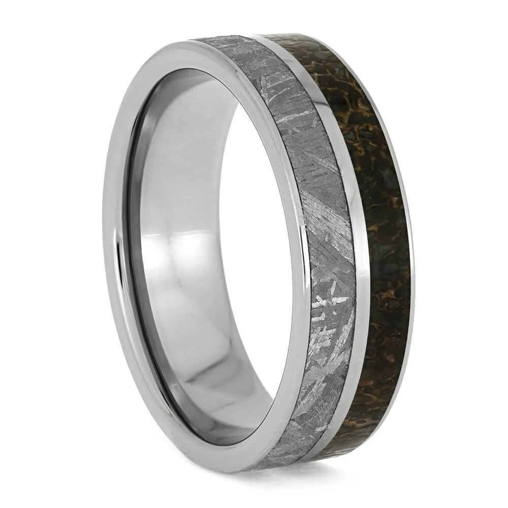 Meteorite & Dino Bone Matching Wedding Bands 5 Meteorite & Dino Bone Matching Wedding Bands - Image 3