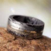 Black & White Mokume Gane Ring With Meteorite, Dinosaur Bone -Johan Jewelry Shop E 1654 Art Cropped 6 7