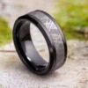 Black Ceramic & Meteorite Wedding Band 2 Black Ceramic & Meteorite Wedding Band -Johan Jewelry Shop E 1666 Art July Cropped 4