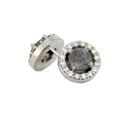 Meteorite Stud Earrings With White Diamonds -Johan Jewelry Shop E 1672 3