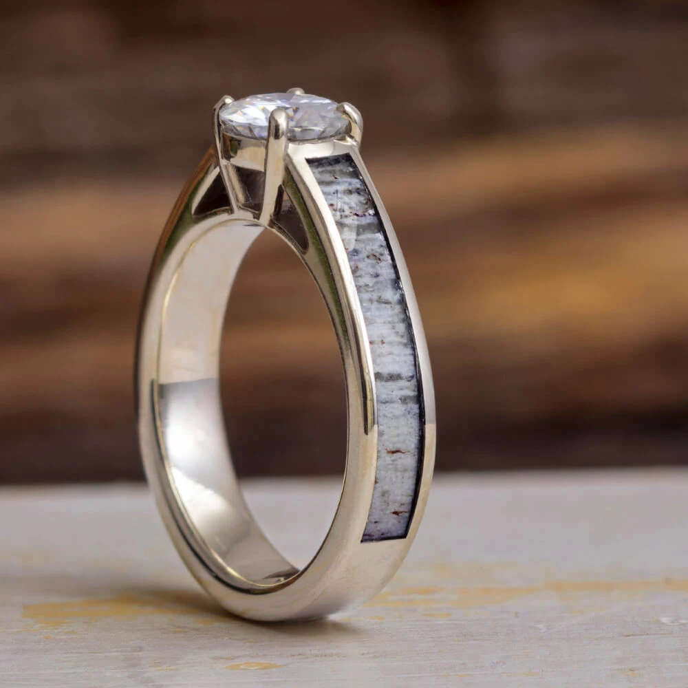 Cathedral Style Antler Engagement Ring With Moissanite 3 Cathedral Style Antler Engagement Ring With Moissanite