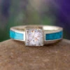 Princess Cut Engagement Ring With Kingman Turquoise -Johan Jewelry Shop E 2340 Art Cropped 7 9