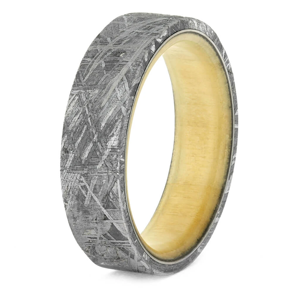 Meteorite Men's Wedding Band With Wood Sleeve 6 Meteorite Men's Wedding Band With Wood Sleeve - Image 4