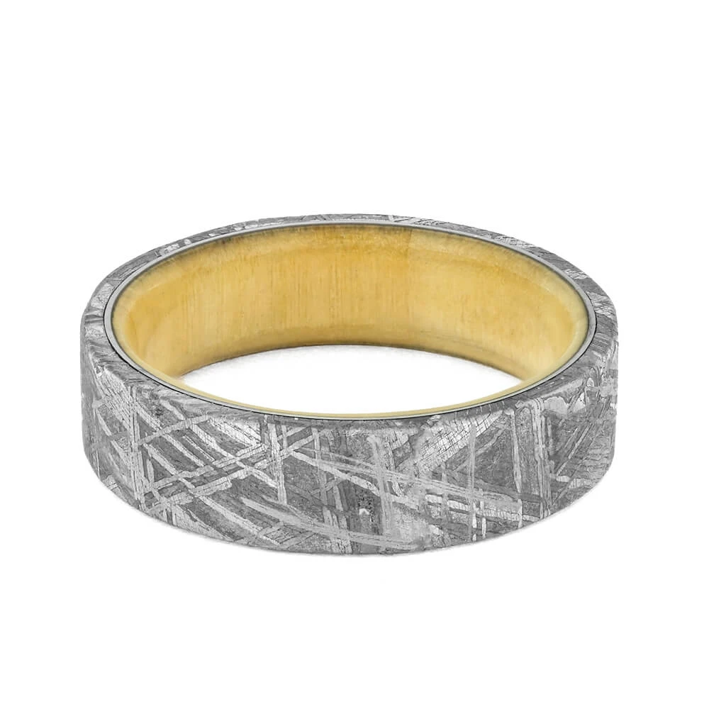 Meteorite Men's Wedding Band With Wood Sleeve 7 Meteorite Men's Wedding Band With Wood Sleeve - Image 5
