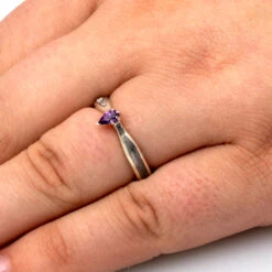 Pear Cut Amethyst Engagement Ring With Meteorite -Johan Jewelry Shop E 2708 McGill 5