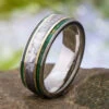 Meteorite & Green Wood Men's Wedding Band With Gold Stripes -Johan Jewelry Shop E 2720 Art Cropped 6