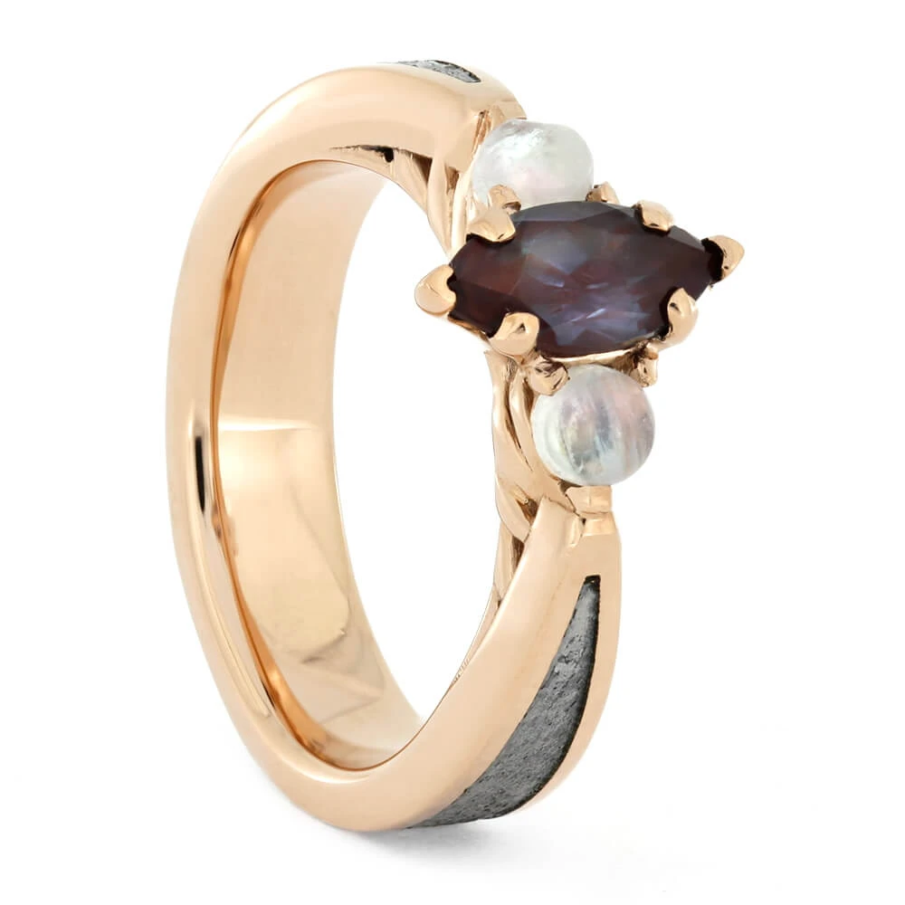 Alexandrite, Moonstone & Meteorite Engagement Ring 4 Alexandrite, Moonstone & Meteorite Engagement Ring - Image 2