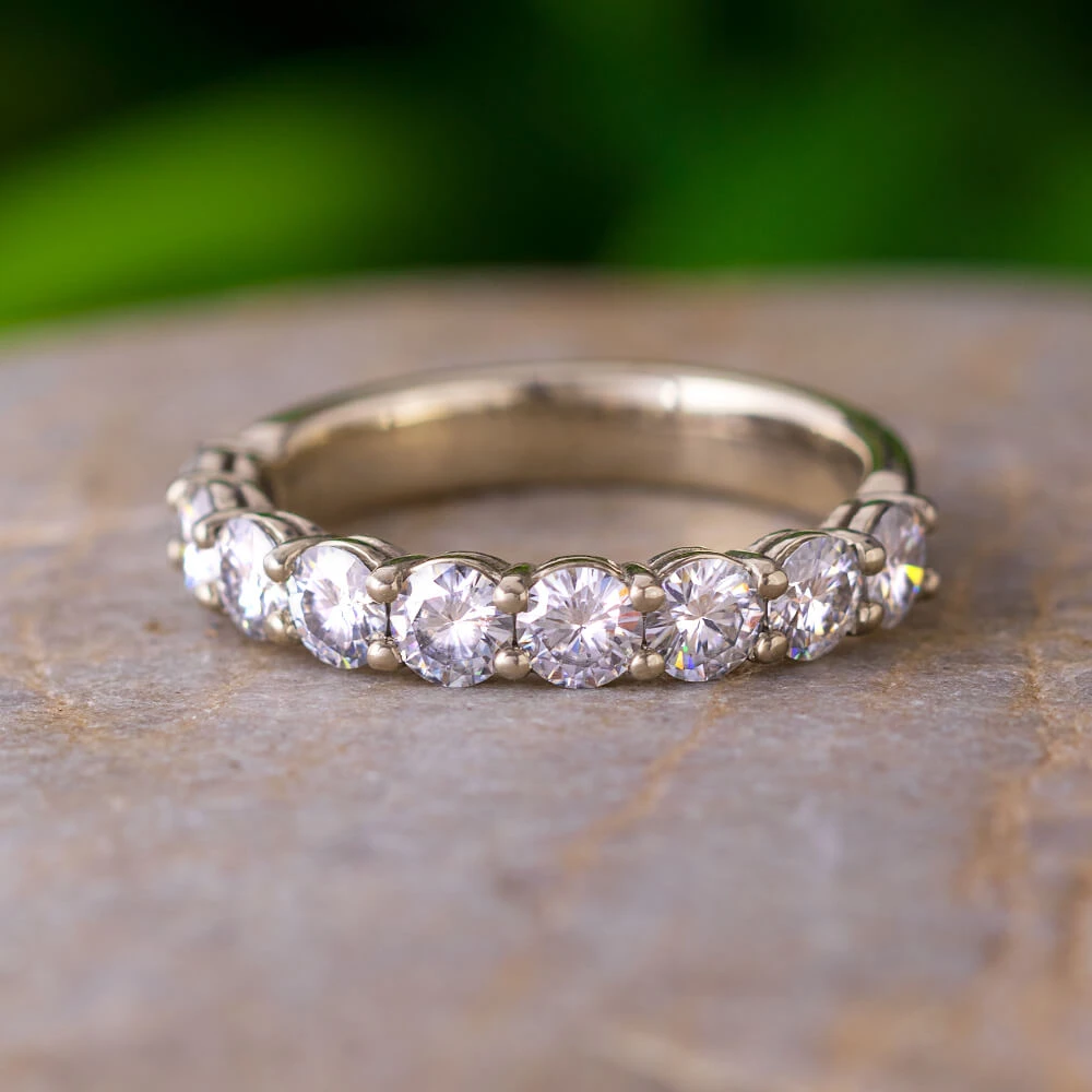 Custom Moissanite Wedding Band Styled In White Gold 3 Custom Moissanite Wedding Band Styled In White Gold