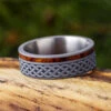 Men's Wood Wedding Band With Celtic Engraving -Johan Jewelry Shop E 3348 Art Cropped 2