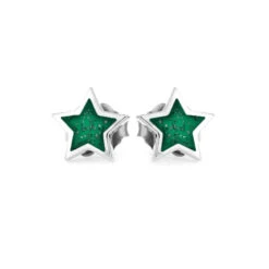 Star Shaped Solid Silver Stud Earrings -Johan Jewelry Shop E 3522 GR 2