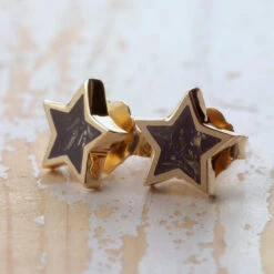 Stardust Stud Earrings In 10k Yellow Gold, Multiple Colors 24 Stardust Stud Earrings In 10k Yellow Gold, Multiple Colors -Johan Jewelry Shop E 3522 Art June Cropped 6