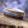 Crushed Dinosaur Bone Wedding Band With Blue Enamel