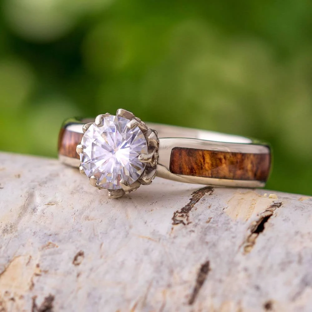 Moissanite Engagement Ring With Lotus Flower Setting 4 Moissanite Engagement Ring With Lotus Flower Setting - Image 2