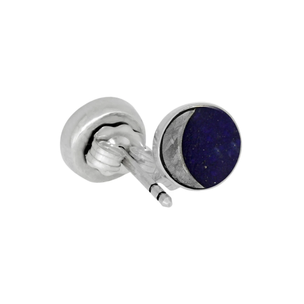 Lapis Lazuli Stud Earrings With Meteorite Moon 4 Lapis Lazuli Stud Earrings With Meteorite Moon - Image 2