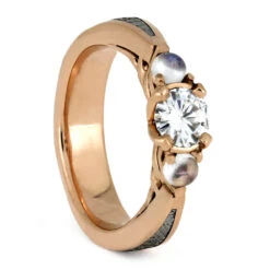 Moonstone Bridal Set, Meteorite Engagement Ring With Shadow Band 10 Moonstone Bridal Set, Meteorite Engagement Ring With Shadow Band -Johan Jewelry Shop E 3721 Arnett 1