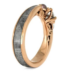 Moonstone Bridal Set, Meteorite Engagement Ring With Shadow Band 11 Moonstone Bridal Set, Meteorite Engagement Ring With Shadow Band -Johan Jewelry Shop E 3721 Arnett 3