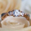 Meteorite, Moonstone & Moissanite Three Stone Engagement Ring -Johan Jewelry Shop E 3721 Arnett Art 24