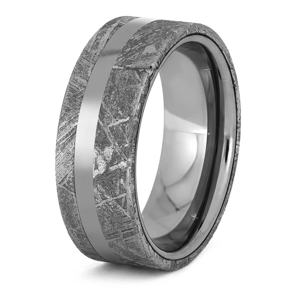 Unique Tungsten Ring With Meteorite Edges 6 Unique Tungsten Ring With Meteorite Edges - Image 4