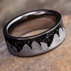 Meteorite Moonscape Ring With Black Stardust -Johan Jewelry Shop E 3750 Art August Cropped 4