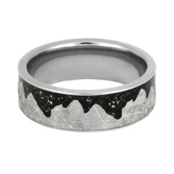Meteorite Moonscape Ring With Black Stardust -Johan Jewelry Shop E 3750 New 4