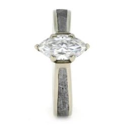 Marquise Engagement Ring In Polished Gold With Meteorite -Johan Jewelry Shop E 3827 Braun 2