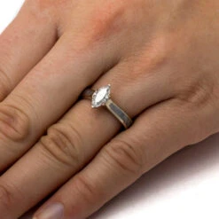 Marquise Engagement Ring In Polished Gold With Meteorite -Johan Jewelry Shop E 3827 Braun 6