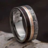 Meteorite & Redwood Men's Wedding Band With Pinstripes 2 Meteorite & Redwood Men's Wedding Band With Pinstripes -Johan Jewelry Shop E 3839 Quinn Art 13 1