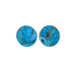 Genuine Turquoise Stud Earrings In Sterling Silver -Johan Jewelry Shop E 3854 Turquoise Earrings 1