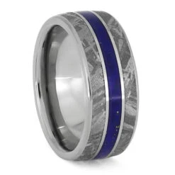 Lapis Lazuli & Meteorite Wedding Band Set -Johan Jewelry Shop E 3864 Meteorite Lapis Ti 1 110d875d a017 4785 85dd 2956eabf37c8