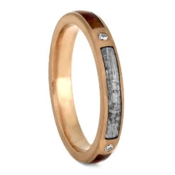 Meteorite & Wood Wedding Ring Set, Matching Rose Gold Wedding Bands -Johan Jewelry Shop E 3881 Pollien 1 8c9a0aa9 5d49 4473 b141 4883fdbf5612