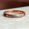 Meteorite And Tulipwood Wedding Band, Diamond Ring In Rose Gold -Johan Jewelry Shop E 3881 Pollien Art Cropped 1 4