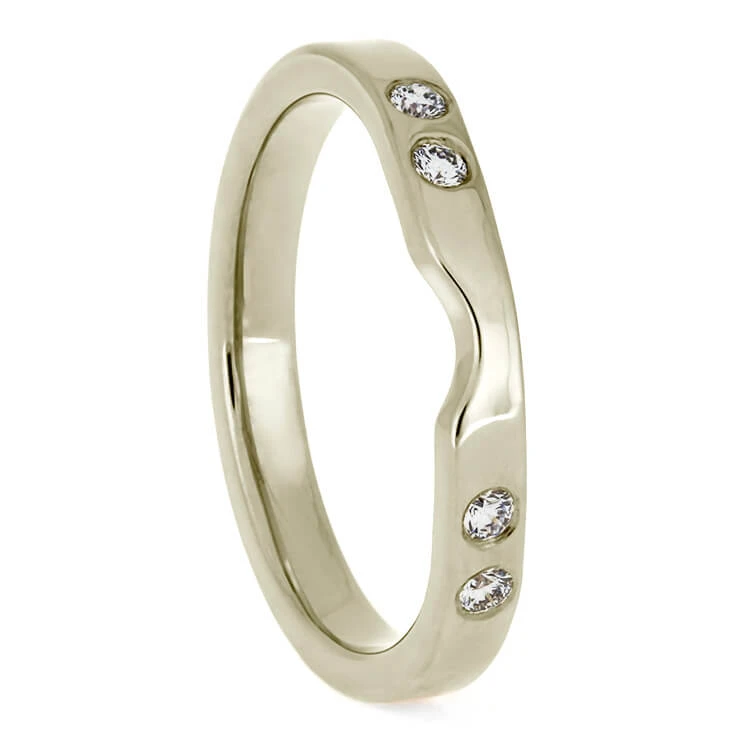 Moissanite Women's Wedding Band With Curve 4 Moissanite Women's Wedding Band With Curve - Image 2