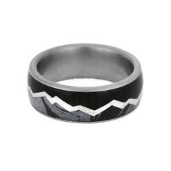 Mountain Ring With Ebony Wood And Mokume Gane -Johan Jewelry Shop E 3890 Mokume Mountain 4