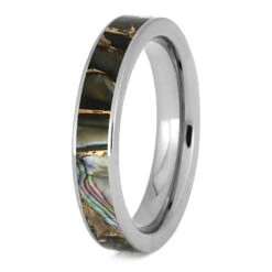 Bronze Abalone Ring, Color Changing Wedding Band In Titanium 10 Bronze Abalone Ring, Color Changing Wedding Band In Titanium -Johan Jewelry Shop E 3897 Abalone Bronze 3