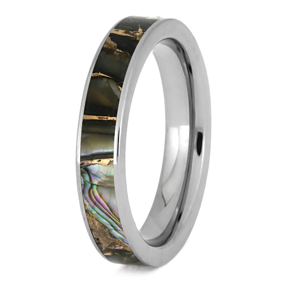 Bronze Abalone Ring, Color Changing Wedding Band In Titanium 6 Bronze Abalone Ring, Color Changing Wedding Band In Titanium - Image 4