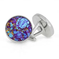 Gem Alloy Gift Set - Cuff Links & Tie Clip -Johan Jewelry Shop E 3916 Lava Turquoise Mosaic 1B 8794b7b7 a39a 4bb6 9a68 43cd18c09bed