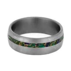 Gem Alloy Wedding Band, Titanium Ring With Brushed Finish -Johan Jewelry Shop E 3930 Desert Mosaic 4