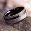 Black Ceramic & Meteorite Men's Wedding Band
