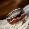 Titanium Mountain Ring With Dark Cherry Burl And Cocobolo Wood -Johan Jewelry Shop E 3950 Mountain Ring Cropped 6 8