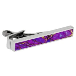 Purple Lava Turquoise Tie Clip -Johan Jewelry Shop E 3979 Tie Bar Lava Turquoise 1