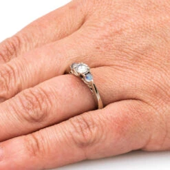 Moonstone & Moissanite Three Stone Engagement Ring -Johan Jewelry Shop E 4002 Denley 5