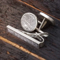 Star Struck Gift Set - Meteorite Cuff Links & Tie Clip Bundle