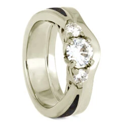 Unique White Gold Bridal Set With Dinosaur Bone