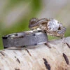 Meteorite Wedding Rings, Moissanite Engagement Ring & Wedding Band 2 Meteorite Wedding Rings, Moissanite Engagement Ring & Wedding Band -Johan Jewelry Shop E 4195 Art Cropped 4
