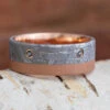 Men's Rose Gold Wedding Band With Meteorite And Topaz
