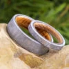 Authentic Meteorite And Whiskey Barrel Oak Wood Wedding Ring Set -Johan Jewelry Shop E 4305 Art 2 1