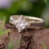 Meteorite Engagement Ring With Princess Cut Stone
