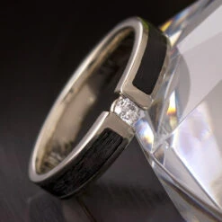 Vinyl Record Engagement Ring Or Wedding Band With Diamond