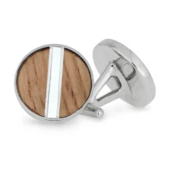 Baseball Bat Cuff Links With Enamel And Game Used Wood -Johan Jewelry Shop E 5581 White Baseball Bat Cuff Links 1