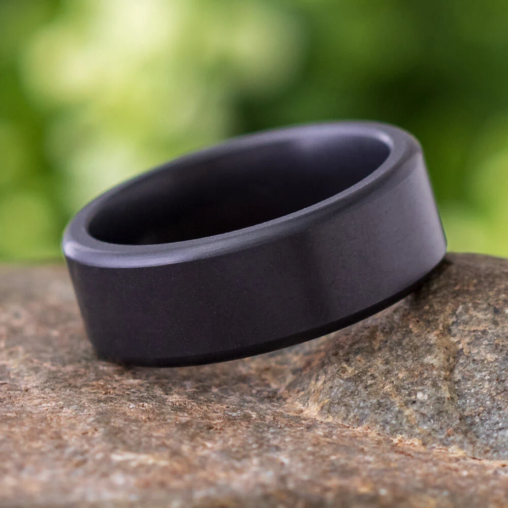 Elysium Ring With Beveled Profile, Black Ring With Matte Finish 3 Elysium Ring With Beveled Profile, Black Ring With Matte Finish